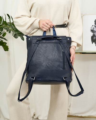 Royalfashion Grand sac à dos en éco-cuir pour femme bleu marine