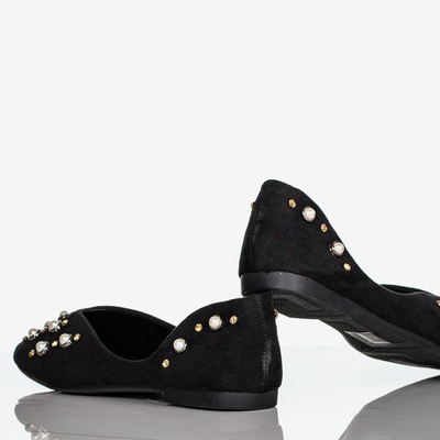 Ballerines noires pour femmes avec perles Emanossa - Chaussures 1