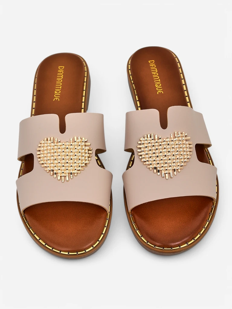 Pantoufles Royalfashion pour femmes avec cœur Or Cœur