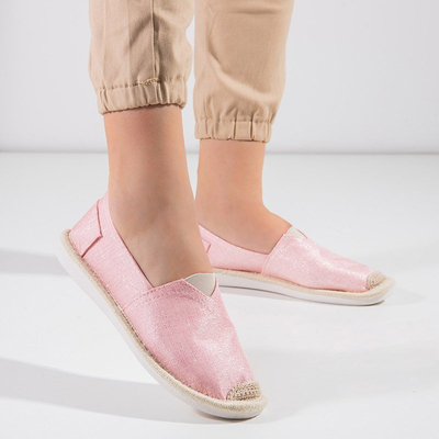 OUTLET Espadrilles roses pour femmes avec un fil brillant Hagenti - Chaussures