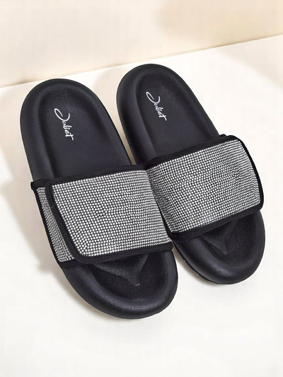 Royalfashion Claquettes plates pour femmes Sparkle Step