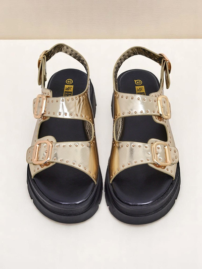 Royalfashion Sandales pour femmes à semelle épaisse avec strass Rocky Chic