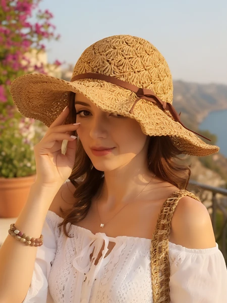 Chapeau de paille pour femme Royalfashion Bow Belle