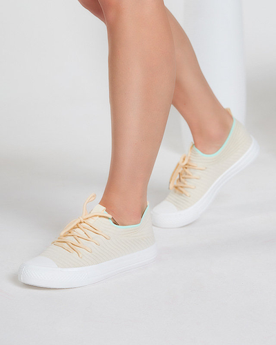 OUTLET Baskets côtelées beiges pour femme Manfer- Footwear