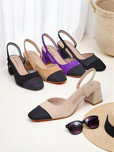 Royalfashion Escarpins pour femmes à talons bas avec bout décoratif Eleganzo