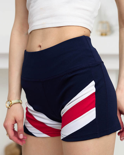Short bleu marine avec empiècement coloré- Vêtements