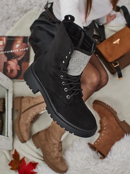 Bottines lacées en suède écologique pour femmes Ferlyne