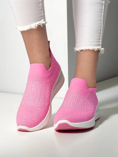 Baskets compensées pour femmes Royalfashion à enfiler avec des strass Qelavise
