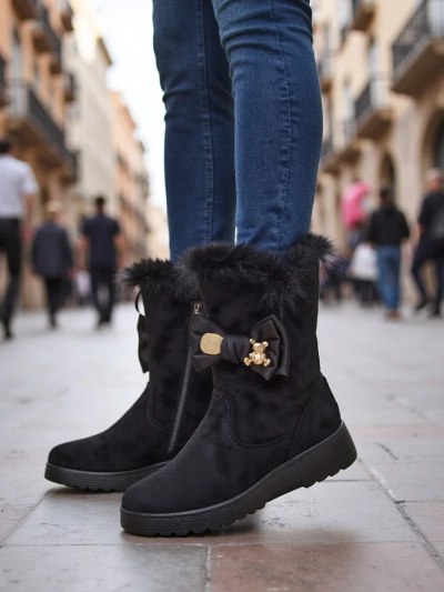 Bottes de neige Royalfashion pour femmes avec un nœud Kiebbi