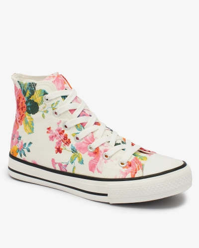 Royalfashion Baskets hautes blanches à imprimé floral pour femme Fahenna