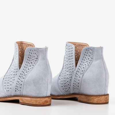 Bottes bleu clair sur un talon compensé recouvert de bottes de cowboy Besis - Chaussures 1