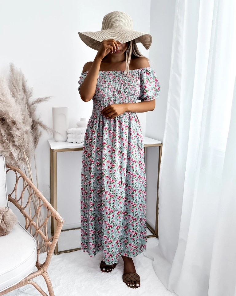 Robe midi à imprimé floral pour femme Mint - Vêtements