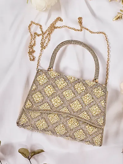 Royalfashion Petit sac à main pour femmes avec strass et perles