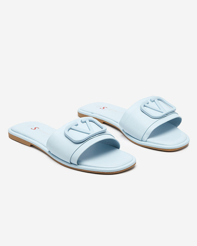 Pantoufles en cuir écologique pour femmes Cartec bleu - Chaussures