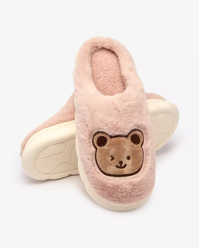 Royalfashion Pantoufles violettes en fourrure pour femme avec ours en peluche Hettres