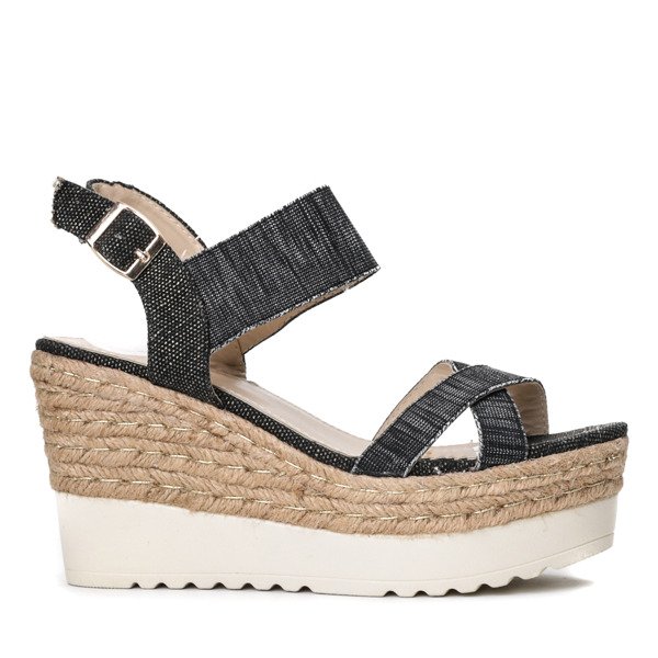 Sandales compensées noires Kenya- Footwear