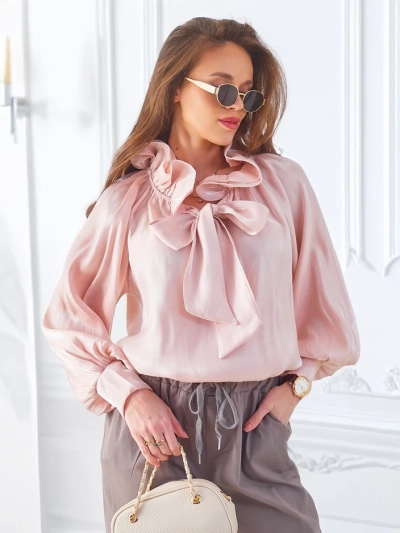 Royalfashion Chemisier scintillant pour femmes avec col décoratif