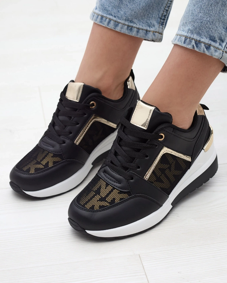 Baskets sportives à talons pour femme en noir Foqso- Footwear