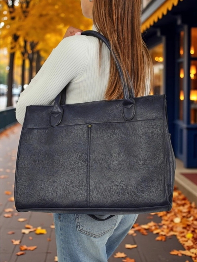 Sac pour femmes Eurydice Premium en cuir écologique bleu 41x31 cm