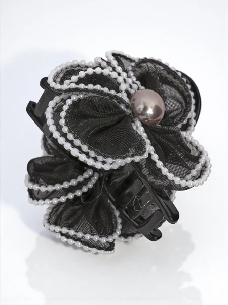 Royalfashion Pince à cheveux avec perles et fleur en tulle