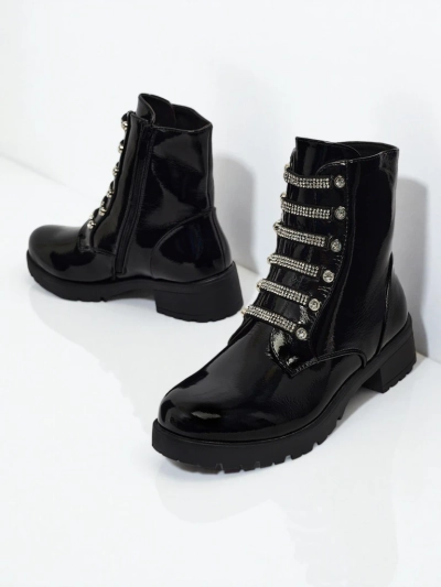 Bottines vernies à lacets pour femmes Fjorra