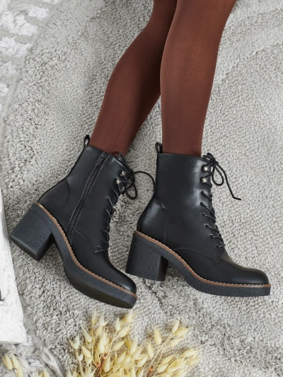 Bottines pour femmes en cuir écologique à talons Zeltra