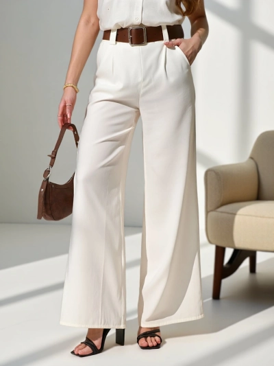 Royalfashion Pantalons larges pour femmes avec ceinture