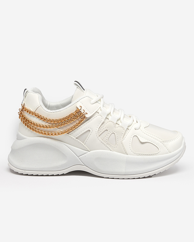 Baskets blanches pour femmes avec semelle compensée cachée et chaîne Kermona - Footwear