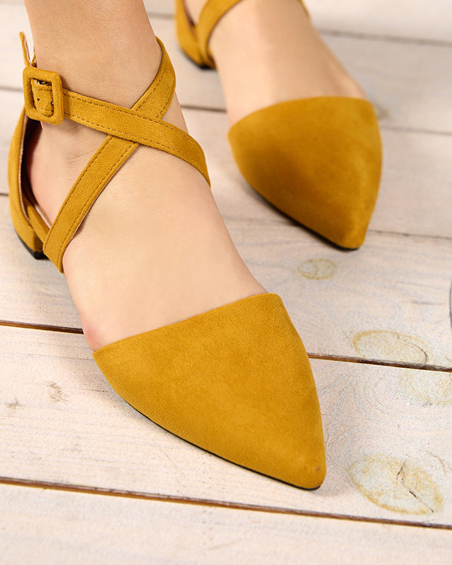 OUTLET Escarpins moutarde à talons plats Qiumi - Chaussures