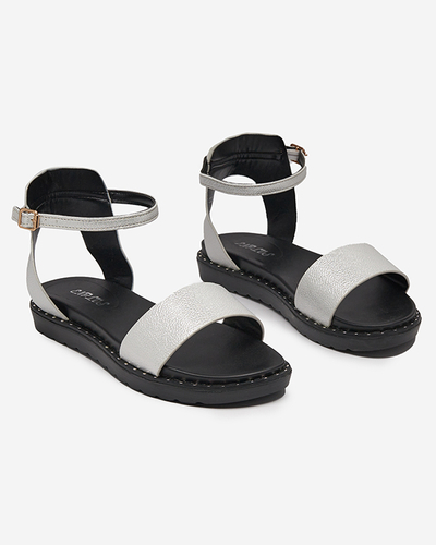 OUTLET Sandales en cuir écologique pour femme argentées à paillettes Delika - Footwear