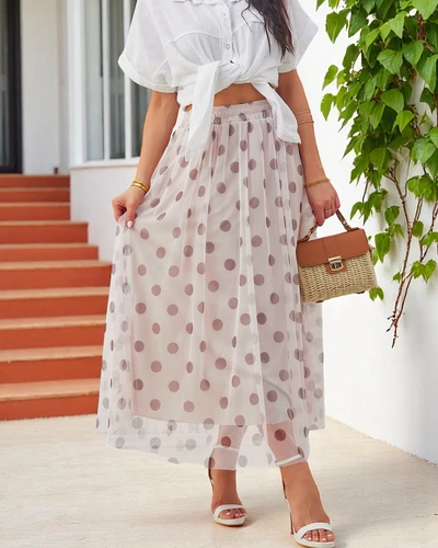 Jupe mi-longue en viscose Royalfashion pour femmes avec des pois en tulle