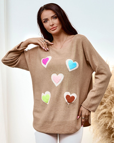 Royalfashion Pull fin pour femme avec des cœurs