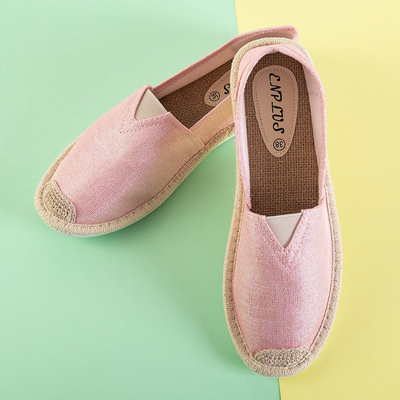 OUTLET Espadrilles roses pour femmes avec un fil brillant Hagenti - Chaussures
