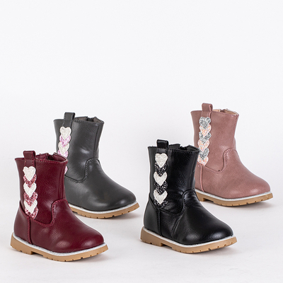 Bottines grises fille avec tige décorative Nokimi-Shoes