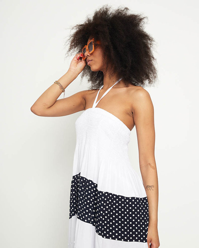 Jupe longue blanche à pois GRANDE TAILLE - Vêtements