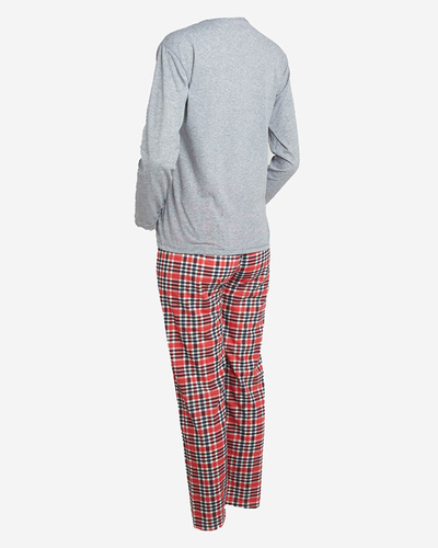 Pyjama 2 pièces gris pour femmes avec imprimé de Noël- Vêtements