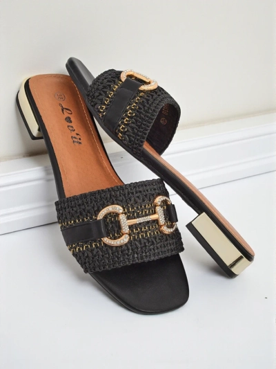 Royalfashion Sandales plates tressées pour femmes avec ornement Aeterna