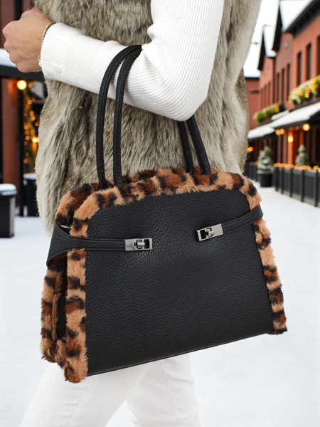 Petit sac à main pour femme en cuir écologique avec motif léopard Panthory