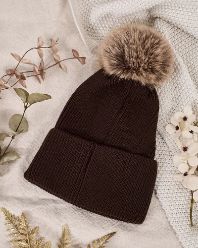 Bonnet d'hiver pour femmes Royalfashion avec pompon