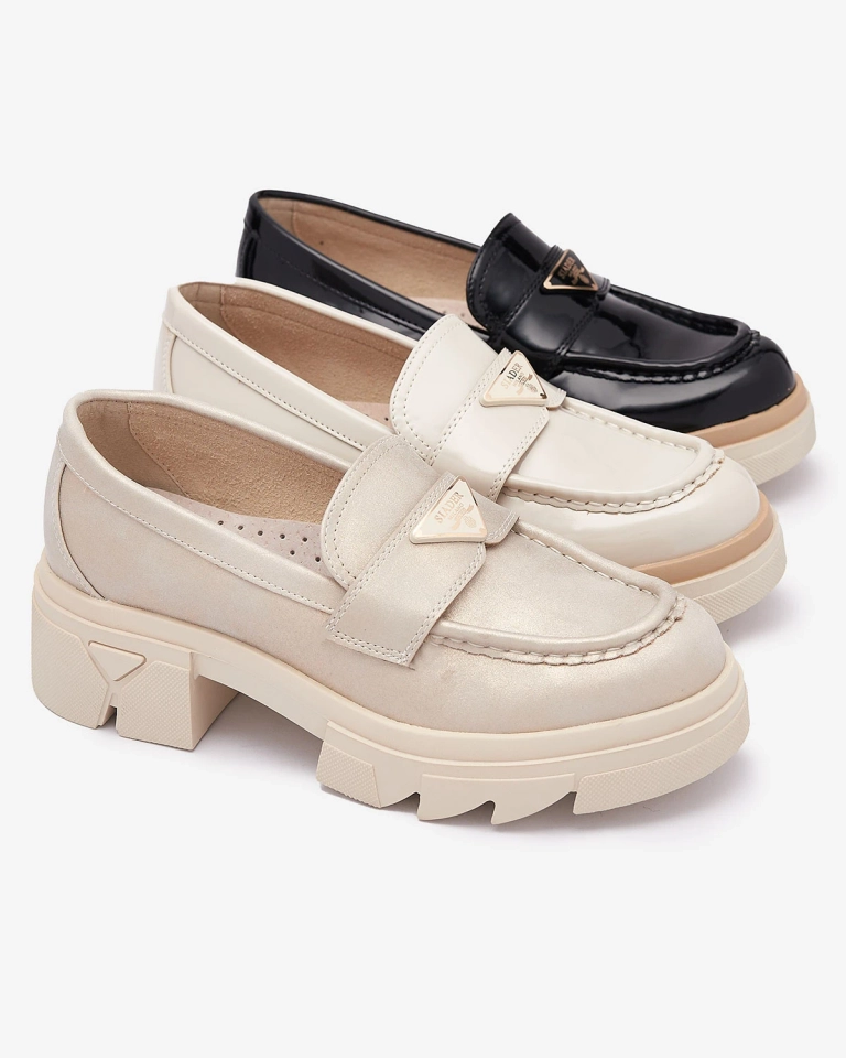 Mocassins noirs laqués pour femme avec décoration Sarix - Footwear