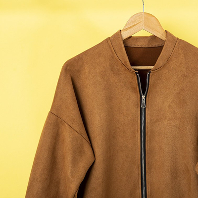 Blouson en daim marron pour femme - Vêtements