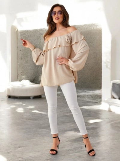 Blouse Royalfashion pour femmes à la mode espagnole avec volants et fleurs