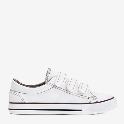 Baskets femme velcro blanches avec empiècements Lozari marron - Chaussures