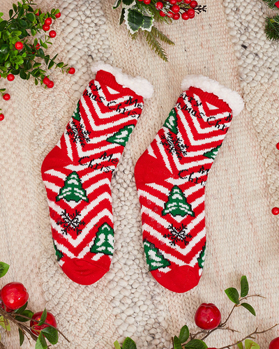Chaussettes pour femmes rouges avec motif de Noël - Sous-vêtements
