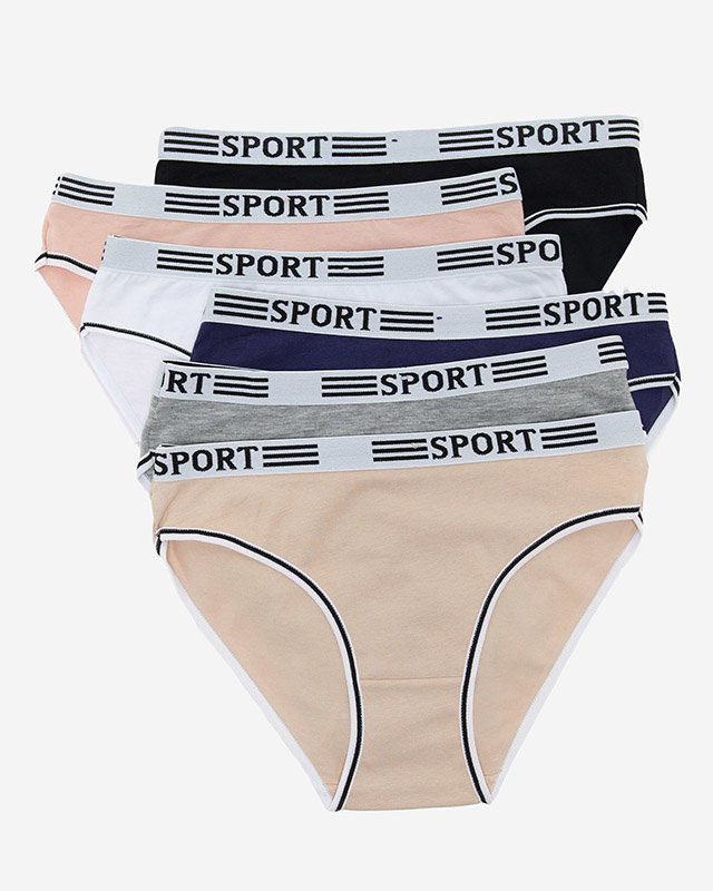 Un ensemble de culottes en coton pour femmes avec un caoutchouc sportif 6 / paquet - Sous-vêtements