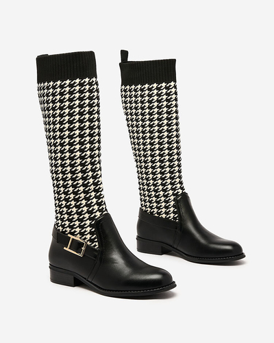 Royalfashion Bottes montantes noires pour femme avec motif pepite Aledive
