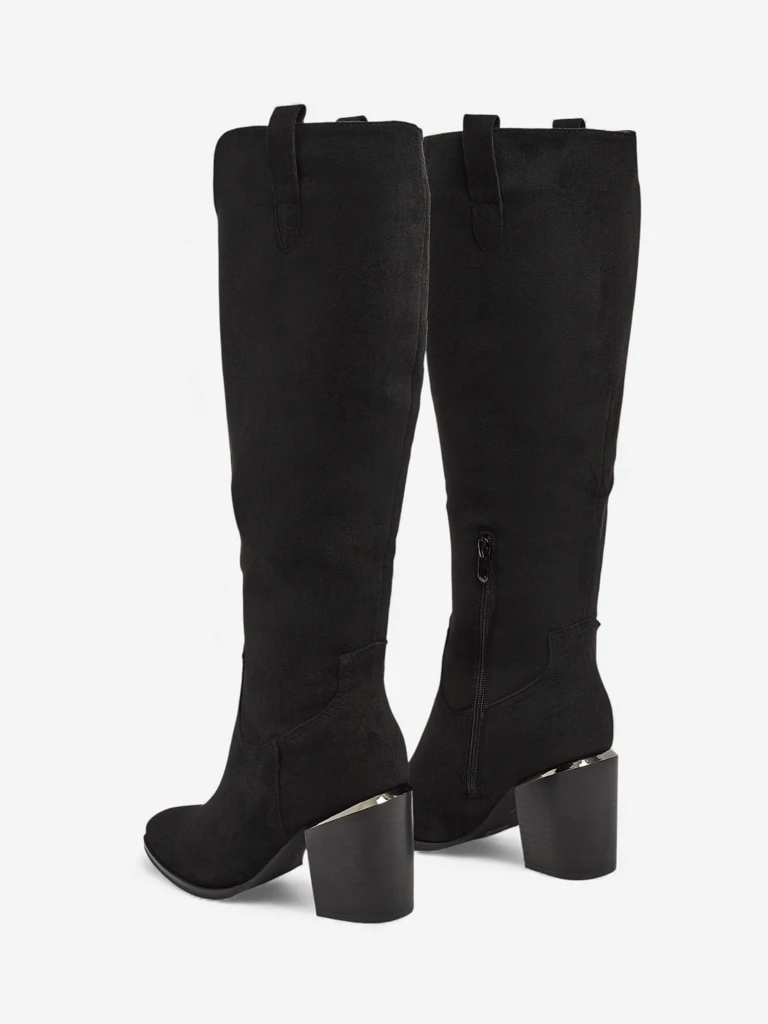 Bottes hautes pour femmes en éco-daim à talons carrés Ferrevi