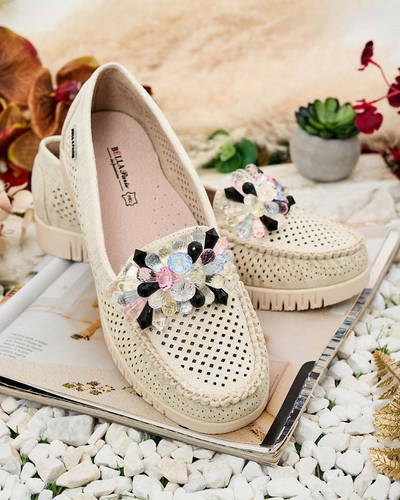 Royalfashion Mocassins ajourés perlés pour femme Nasfali
