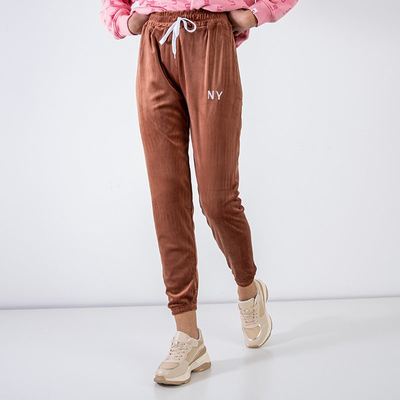 Pantalon de jogging femme marron avec inscription brodée - Vêtements