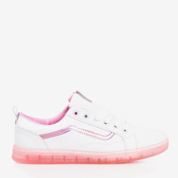 Sneakers femme blanches avec insert Domsca holographique rose - Chaussures 1